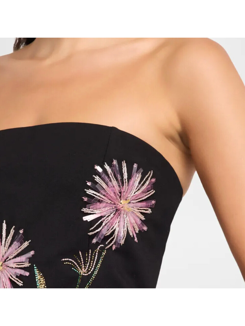 NWT STAUD Brooke Black Beaded Jersey Floral Flower Designer Sequin Dress Large - Picture 5 of 6
